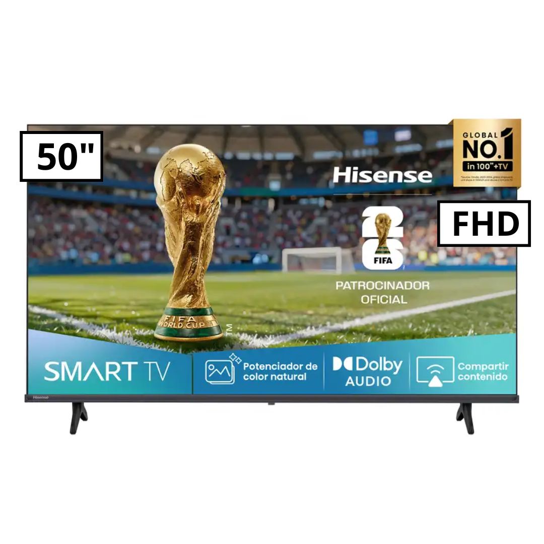 TELEVISOR HISENSE 50 SMART TV VIDAA FHD LED 2025 - 50A4NV MAS RACK FIJO