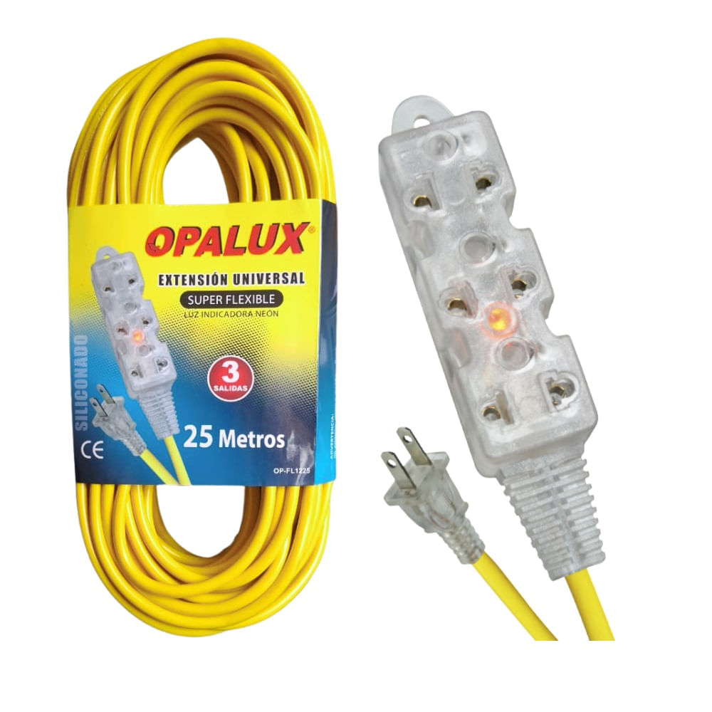 Extension Universal Siliconada de 25 metros 3 Tomas OP-FL1225