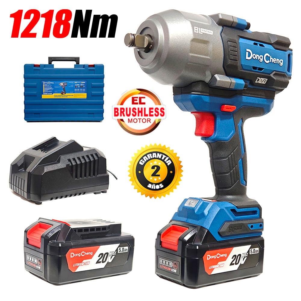 Llave Impacto Industrial Inalambrica 12.7mm Dongcheng DCPB1218FK 20V 1218Nm 2Bat x 5Ah Brushless