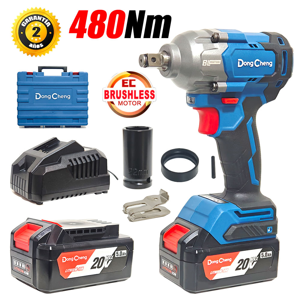 Llave de Impacto Industrial Inalámbrica 12.7mm Dongcheng DCPB488FK 20V 480Nm 2Bat x 5Ah Brushless