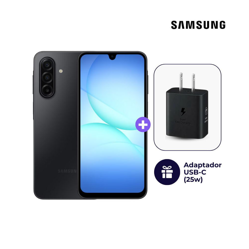 Samsung Galaxy A17 5G 128GB 6GB Ram Negro y Cargador USB-C Samsung Original 25W