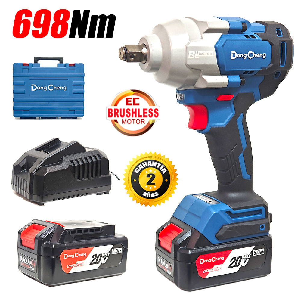 Llave de Impacto Industrial Inalambrica 12.7mm Dongcheng DCPB698FK 20V 698Nm 2Bat X 5Ah Brushless