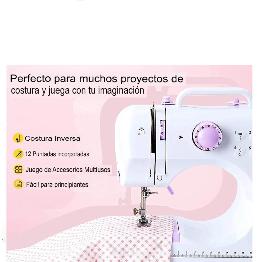 MÁQUINA COSER PORTÁTIL ELÉCTRICA 12 PUNTADAS MÁS TABLERO