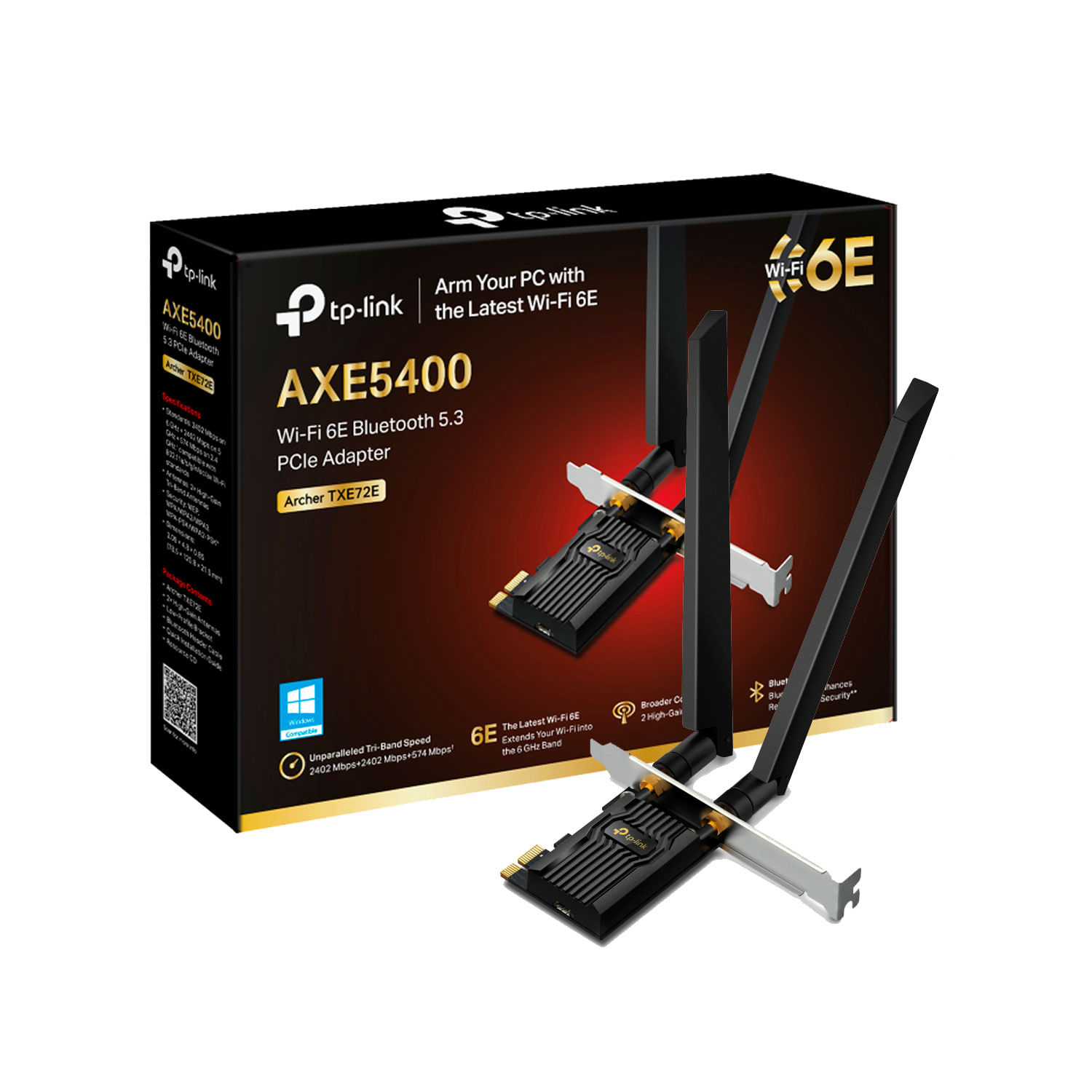 Tarjeta de red Tp Link Archer TXE72E Adaptador PCIe red Wifi 6E AXE5400