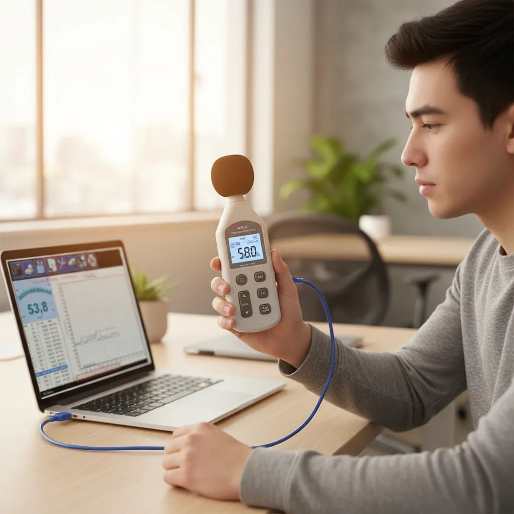 Sonómetro digital portátil decibelios ponderación AC con software usb  HY1361