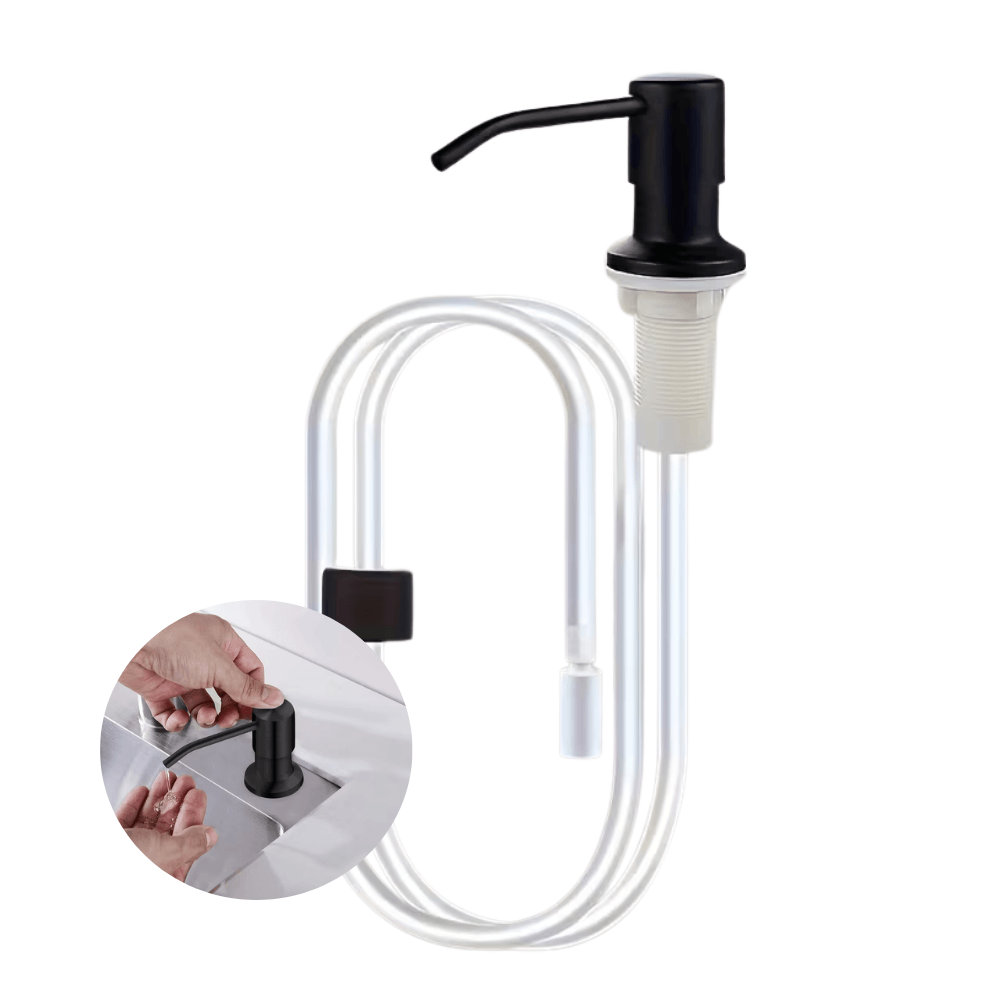 Dispensador de jabón liquido negro con manguera retractil de 90 cm