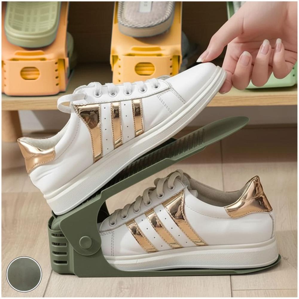 Set de 10 Organizadores de Zapatos de Altura Ajustable Plegable Verde Oscuro