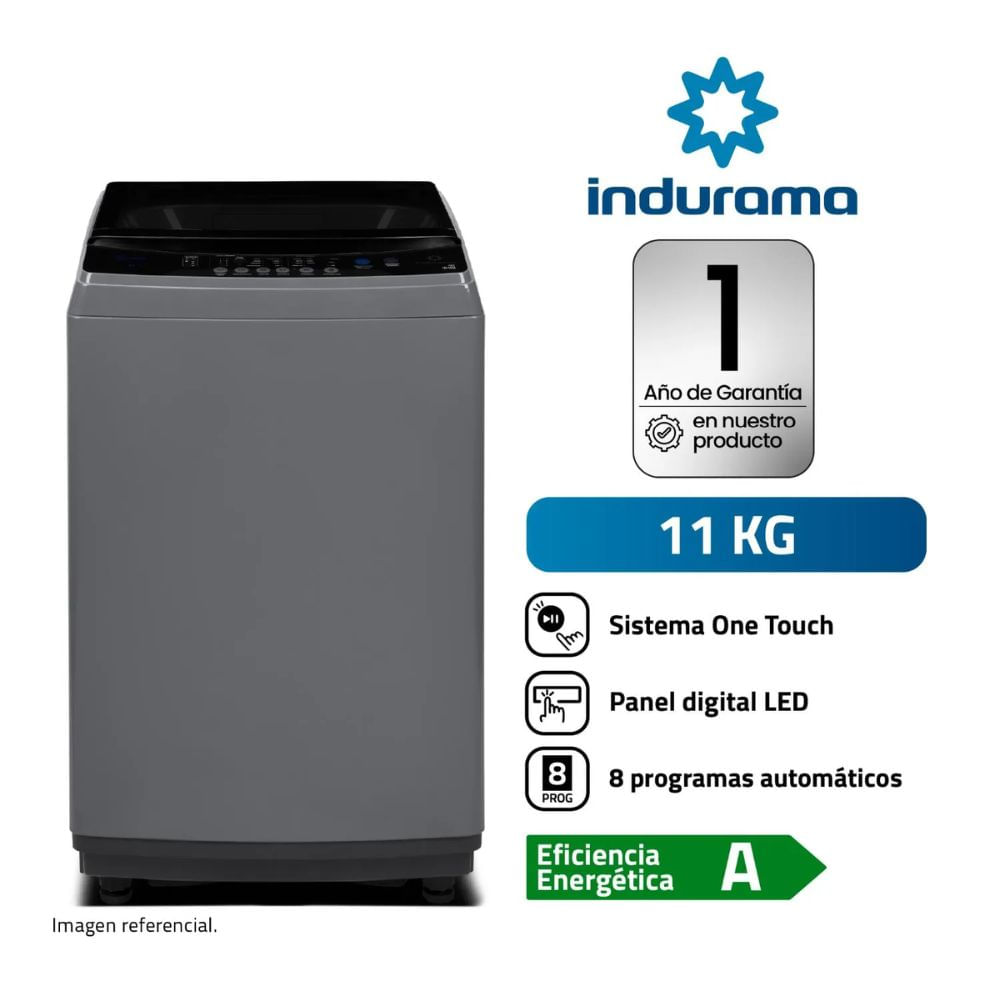 LAVADORA 11 Kg INDURAMA  LRI-11DGR Gris
