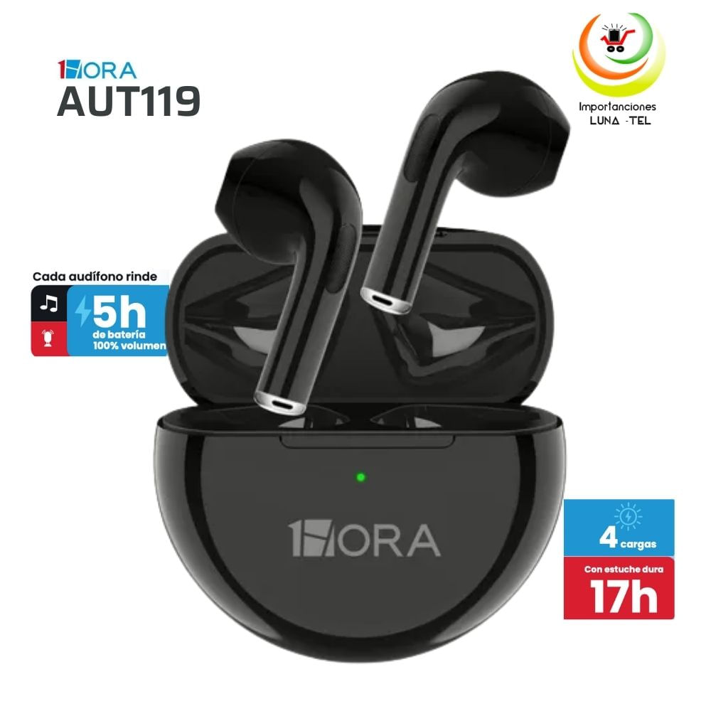 AUDIFONOS BLUETOOTH TWS MODELO AUT119 NEGRO