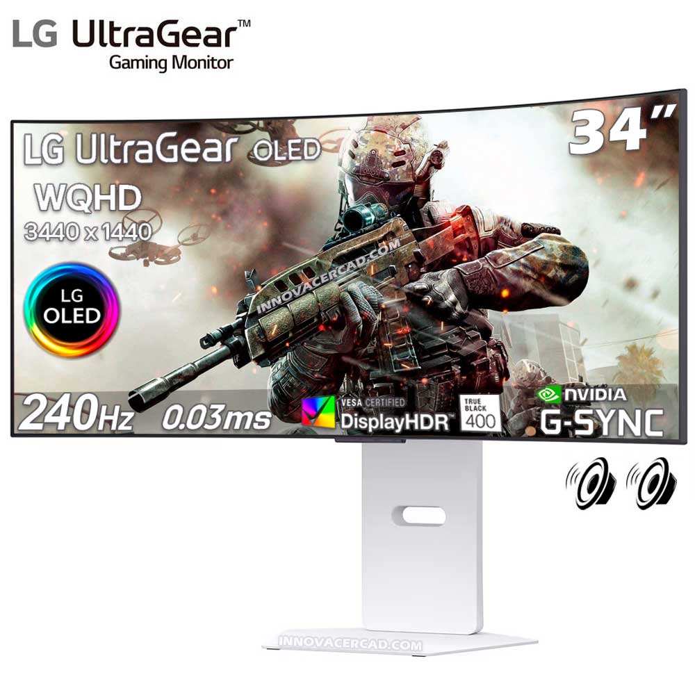 MONITOR GAMING LG 34GX90SA-W 34 UltraGear Curvo OLED WQHD 240Hz 003ms G-Sync