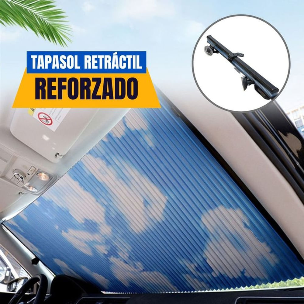 Tapasol retráctil reforzado PREMIUM color celeste camioneta
