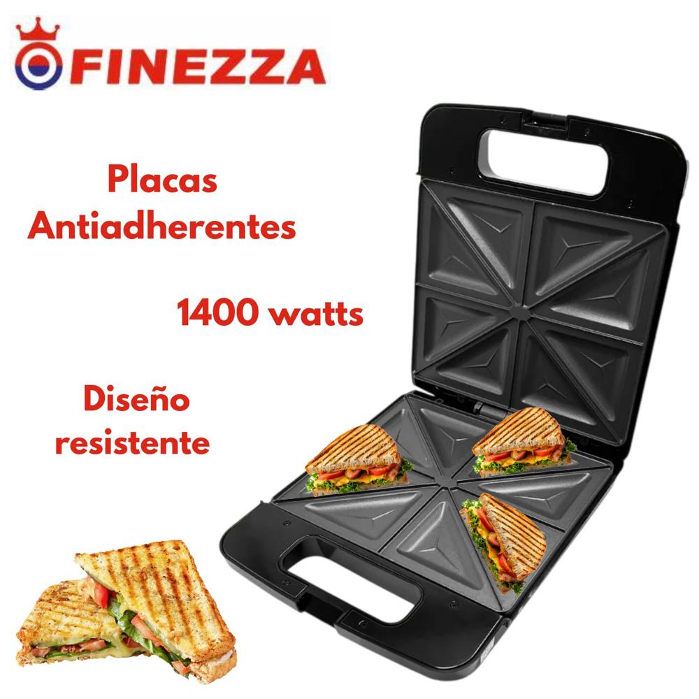 Sandwichera Eléctrica Finezza Fz-825WS4 4 Piezas 1400 Watts Negro