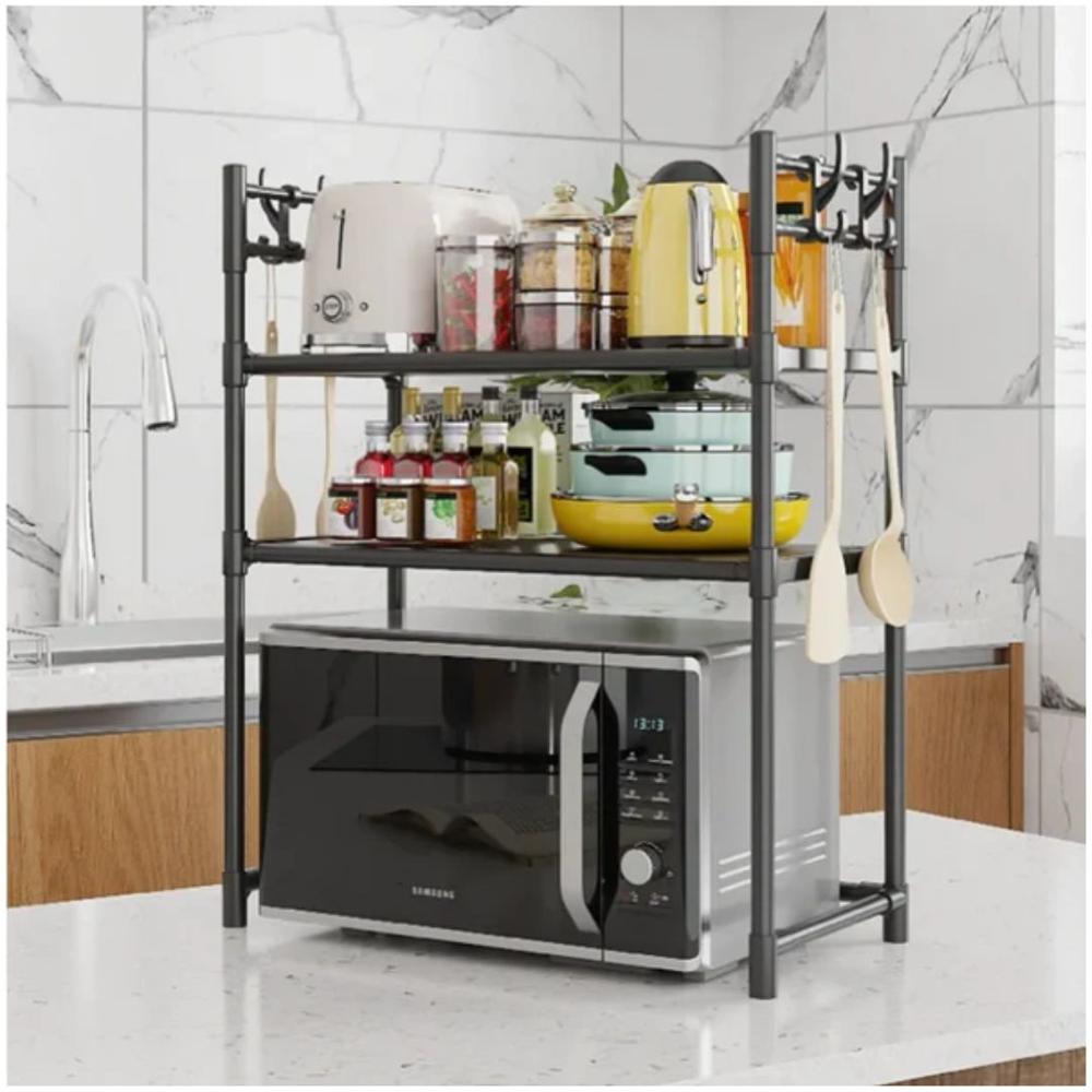 Estante Organizador de Microondas Multiusos de 3 Niveles 78x60x36cm Negro
