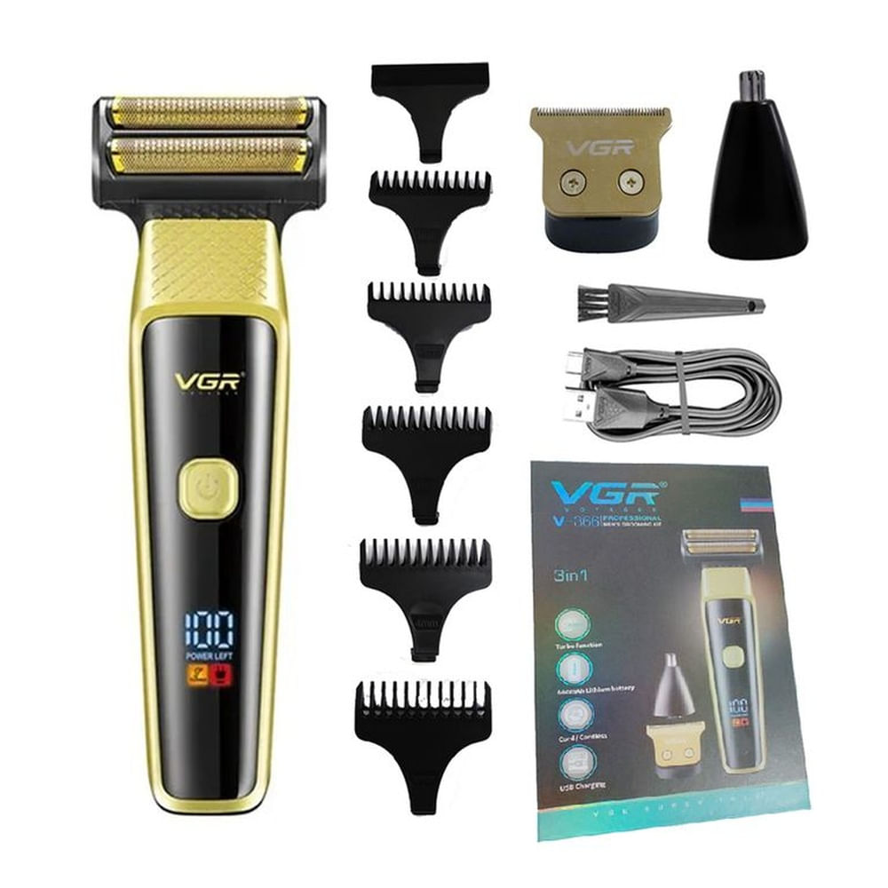 Afeitadora VGR V-366 pelo, barba y pelo de nariz 3 en1 inalámbrica