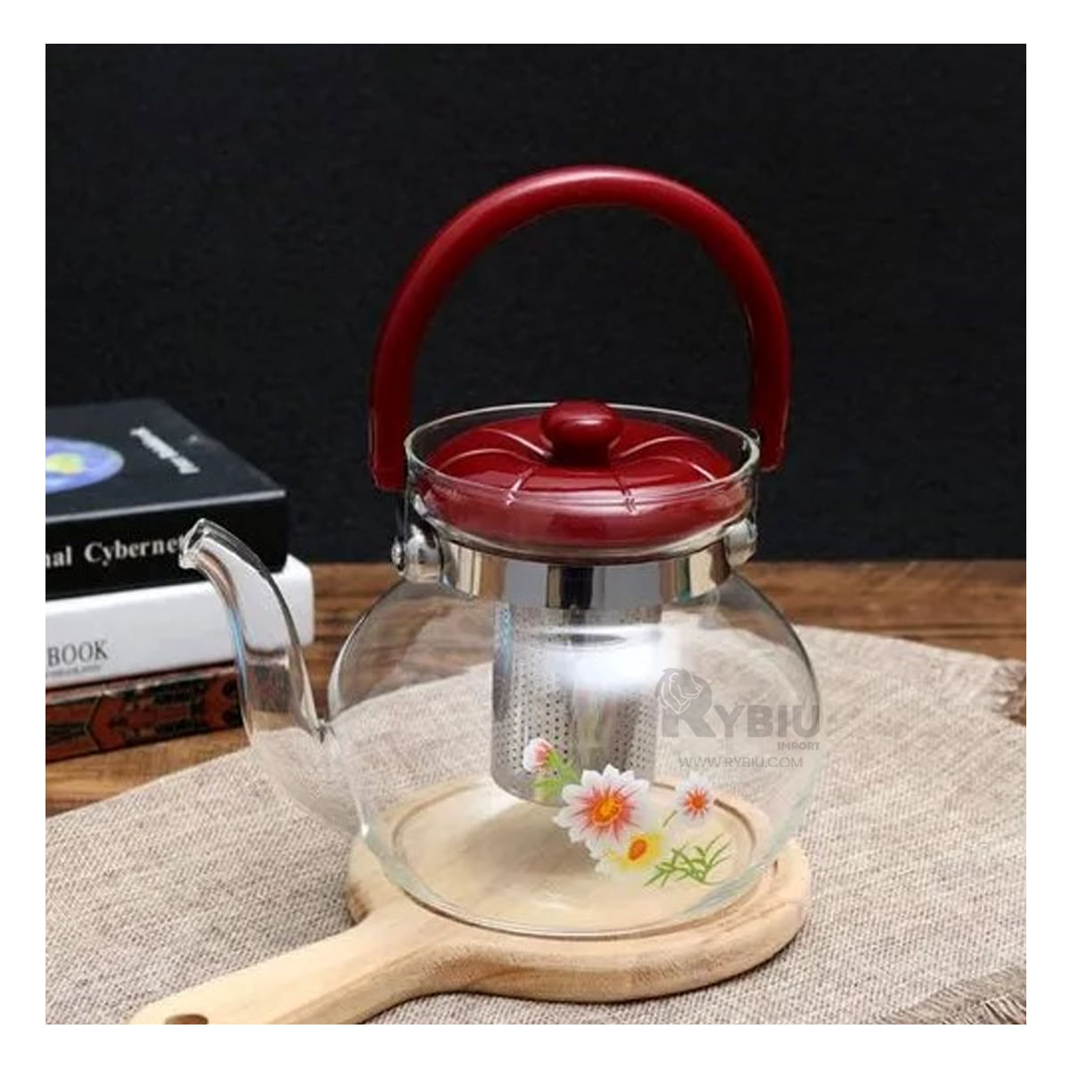 Jarra de Cafe y Te de 850 ml en Transparente Y+Stickers