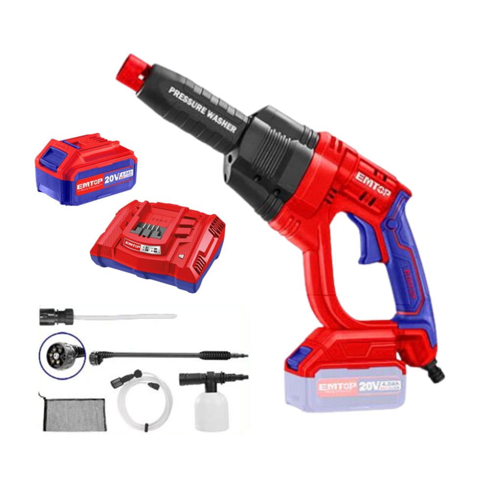 Hidrolavadora Inalambrica + Bateria 4ah y Cargador Emtop ELPW202501