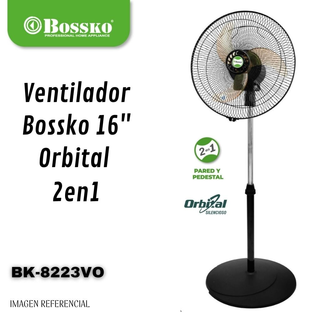 Ventilador Bossko Orbital 16"" 2 en 1 con 5 aspas Acrílicas - BK-8223VO – NARANJA