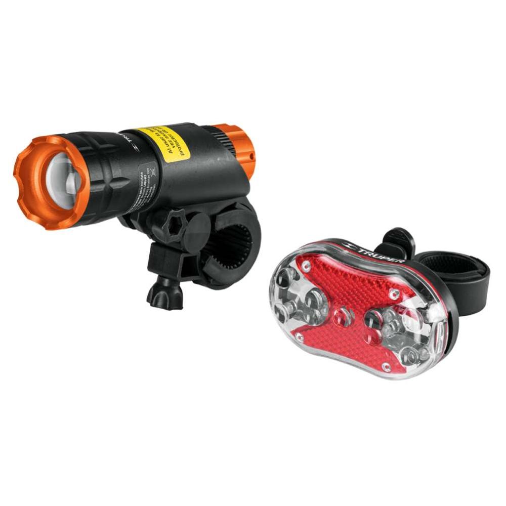 Juego de Linterna Luz Blanca Neutra 9 Leds 100 Lm 2 Piezas para Bicicleta Truper 16798