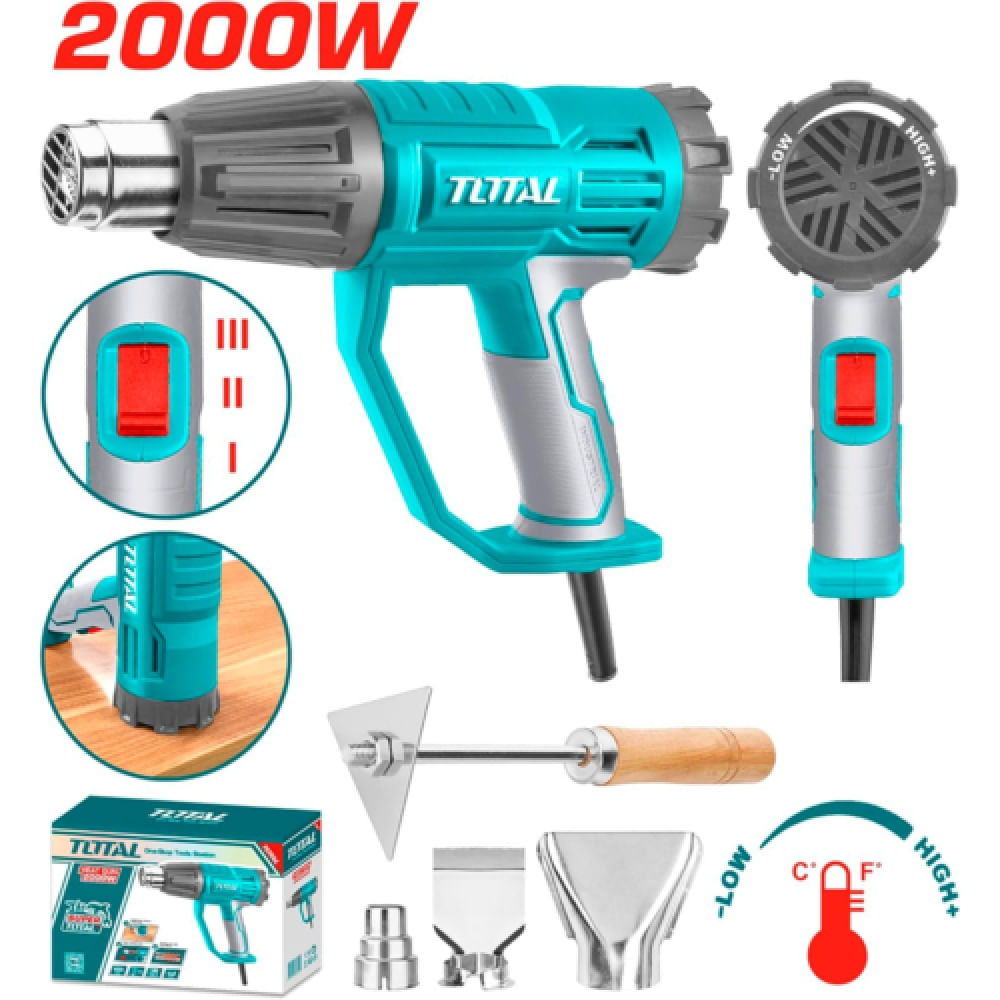 PISTOLA DE CALOR 2000W 450LMIN 50-550C RANGO AJUSTABLE - TB20045