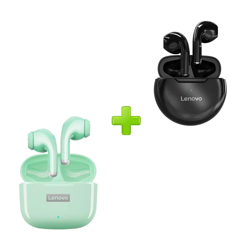 Combo Audífonos Lenovo LP40 Pro Verde + Audífonos HT38 Negro