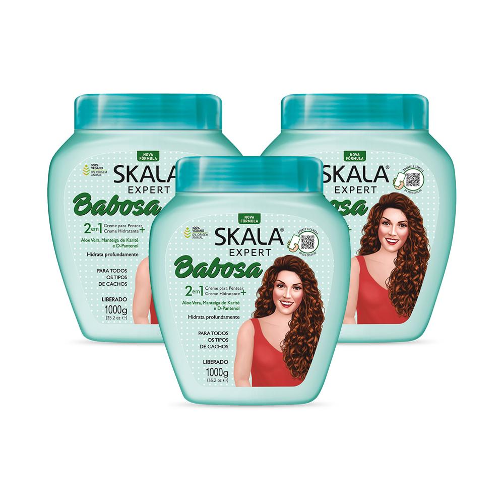 Máscara De Tratamiento 2 En 1 Babosa Aloe Vera Pote 1000G 3 Unid