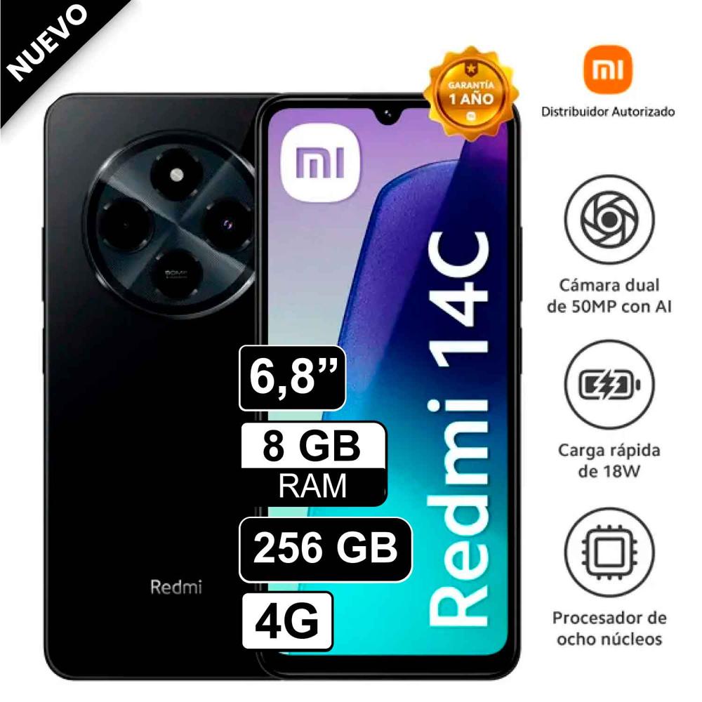 Celular Xiaomi Redmi 14C 8GB 256GB - 50MP Cámara Dual SIM - NEGRO