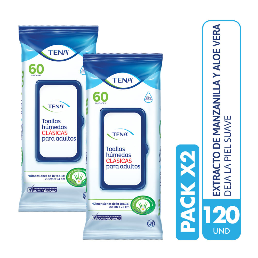 Pack Toallas Húmedas para adulto TENA Clásicas x 120un