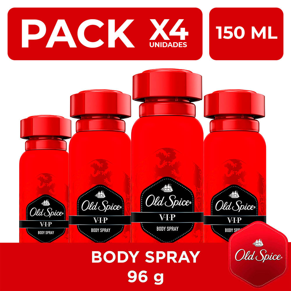 VIP Desodorante Old Spice Spray Corporal 150ml PackX4