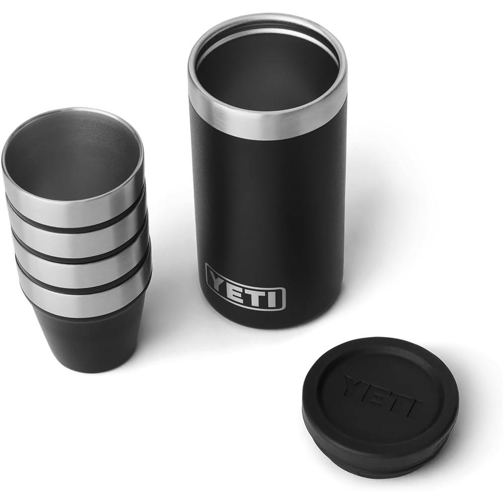 YETI Rambler Juego de 4 vasos de chupito con estuche de transporte color rojo