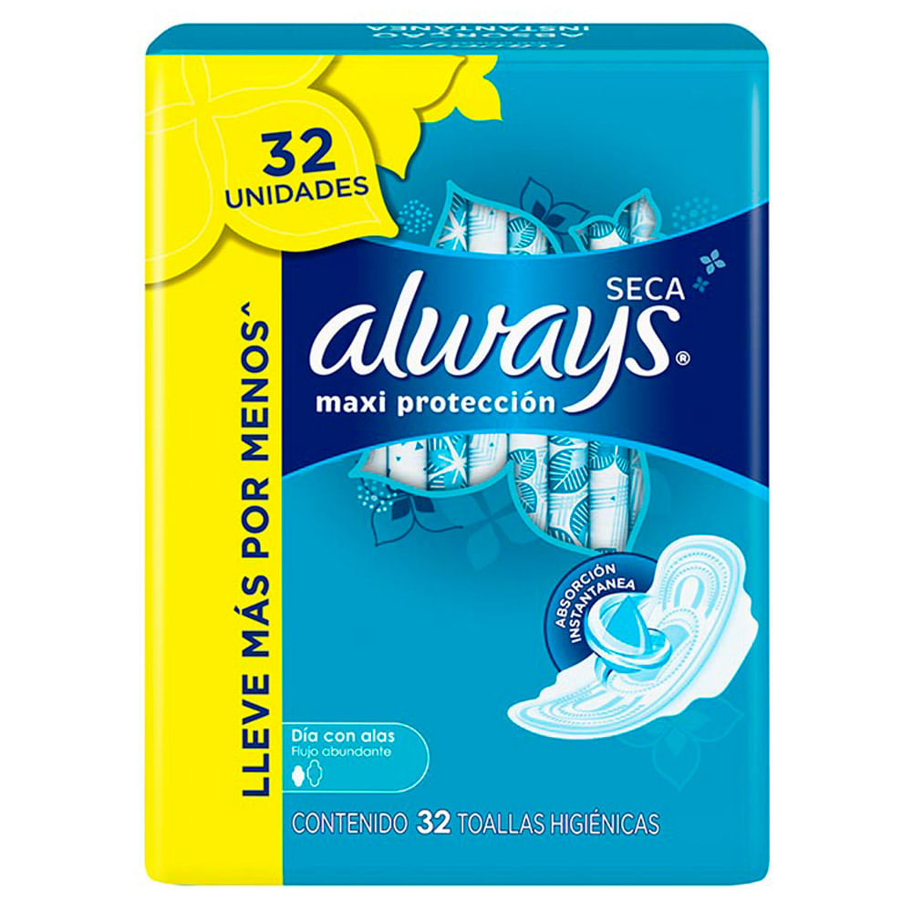 Toallas Higiénicas Always Maxi Protección Seca 32 unidades