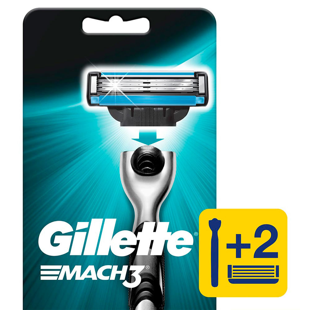 Mach3 Gillette 1 Máquina Afeitadora Recargable + 2 cartuchos