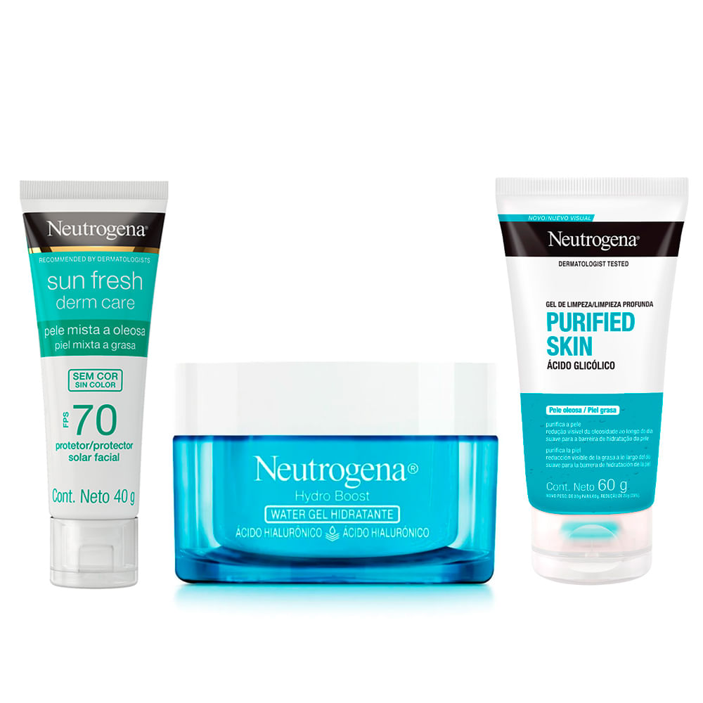 Combo Neutrogena Limpiador + Hidratante + Protector Fps70