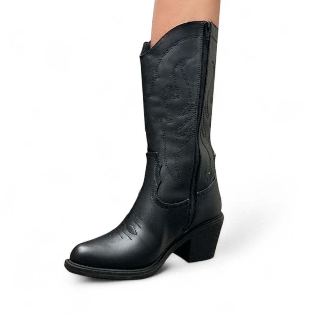 Bota Mujer Texana Lejano Oeste Taco 5 2086L-75 Color Negro