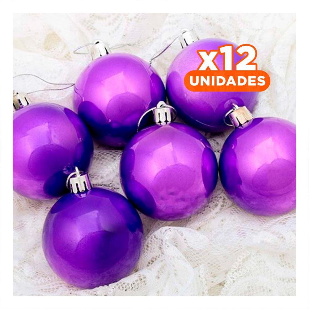 Pack12 Esferas para Arbol en Tonos Morado Y+Regalo Stickers