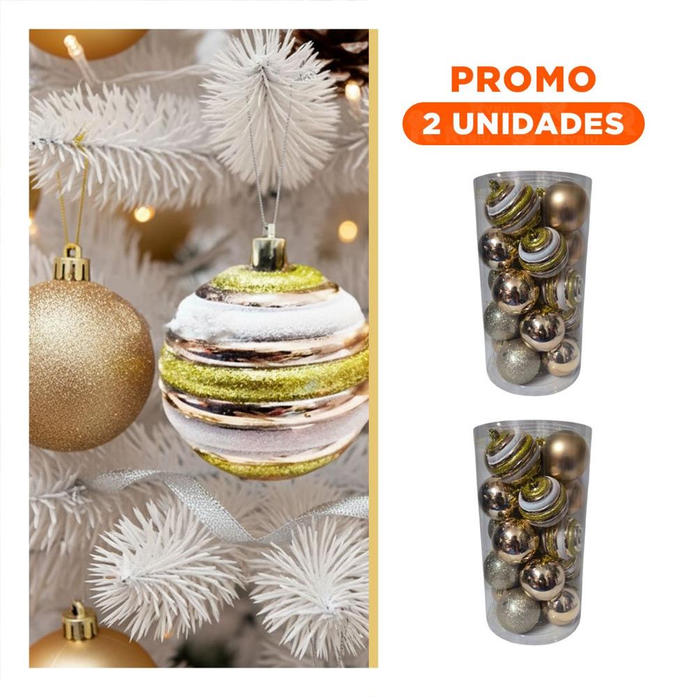 Pack2 Esferas Elegantes Navideñas en Champagne
