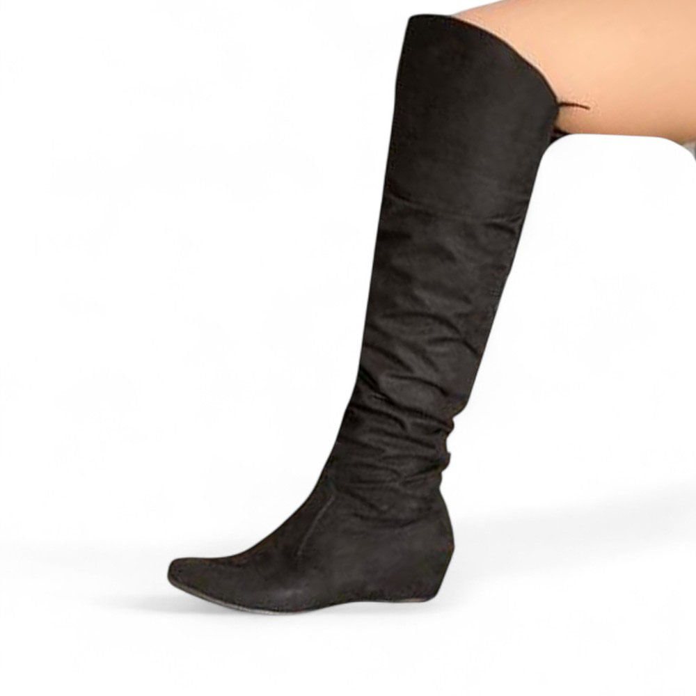 Bota Mujer Taco Interno X5 Gamuza 2086L-60 Color Negro