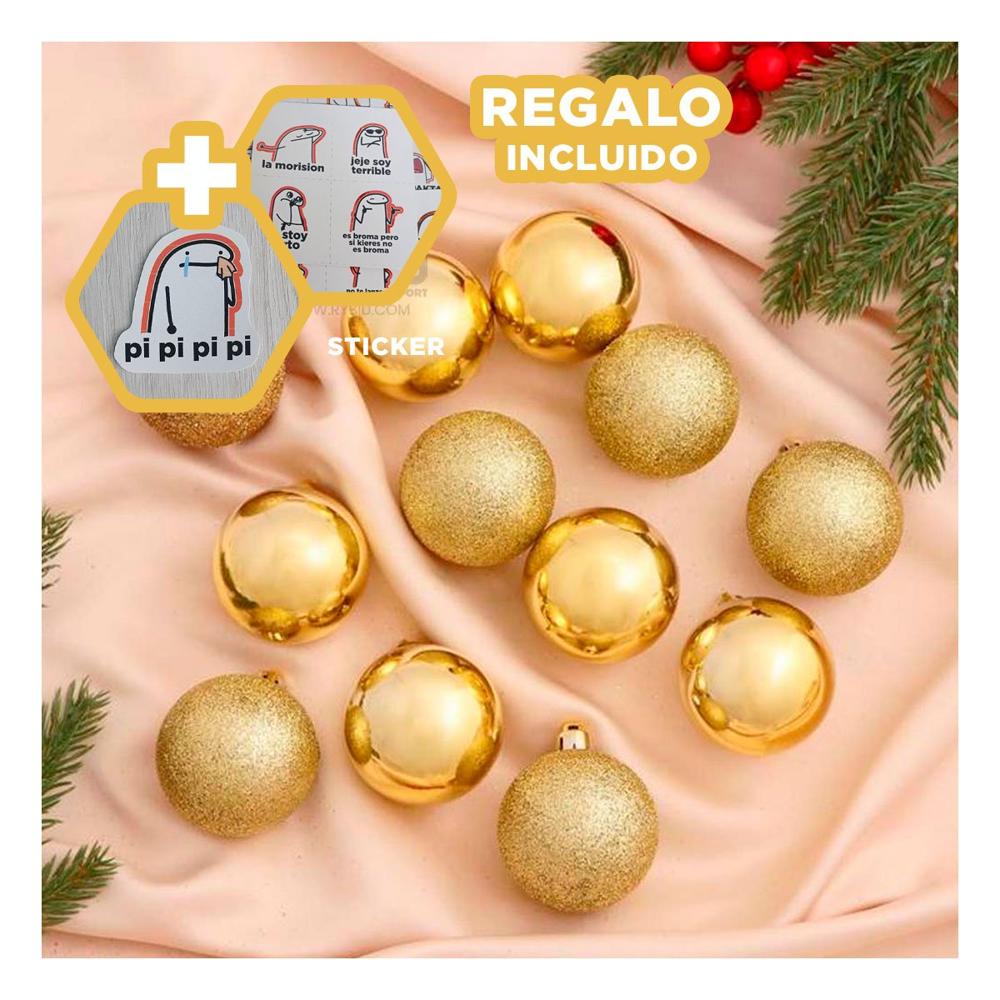 Bolas Decorativas Tipo Mate en Champagne Y+Regalo Stickers