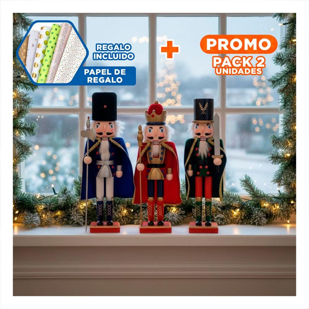 Pack2 Cascanueces para Navidad Set 3 Multi Y+Papel de Regalo