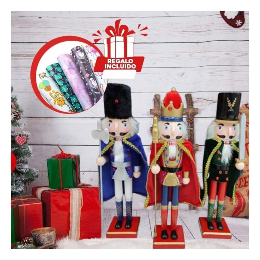 Cascanueces para Navidad Set 3 Multicolor Y+Papel de Regalo