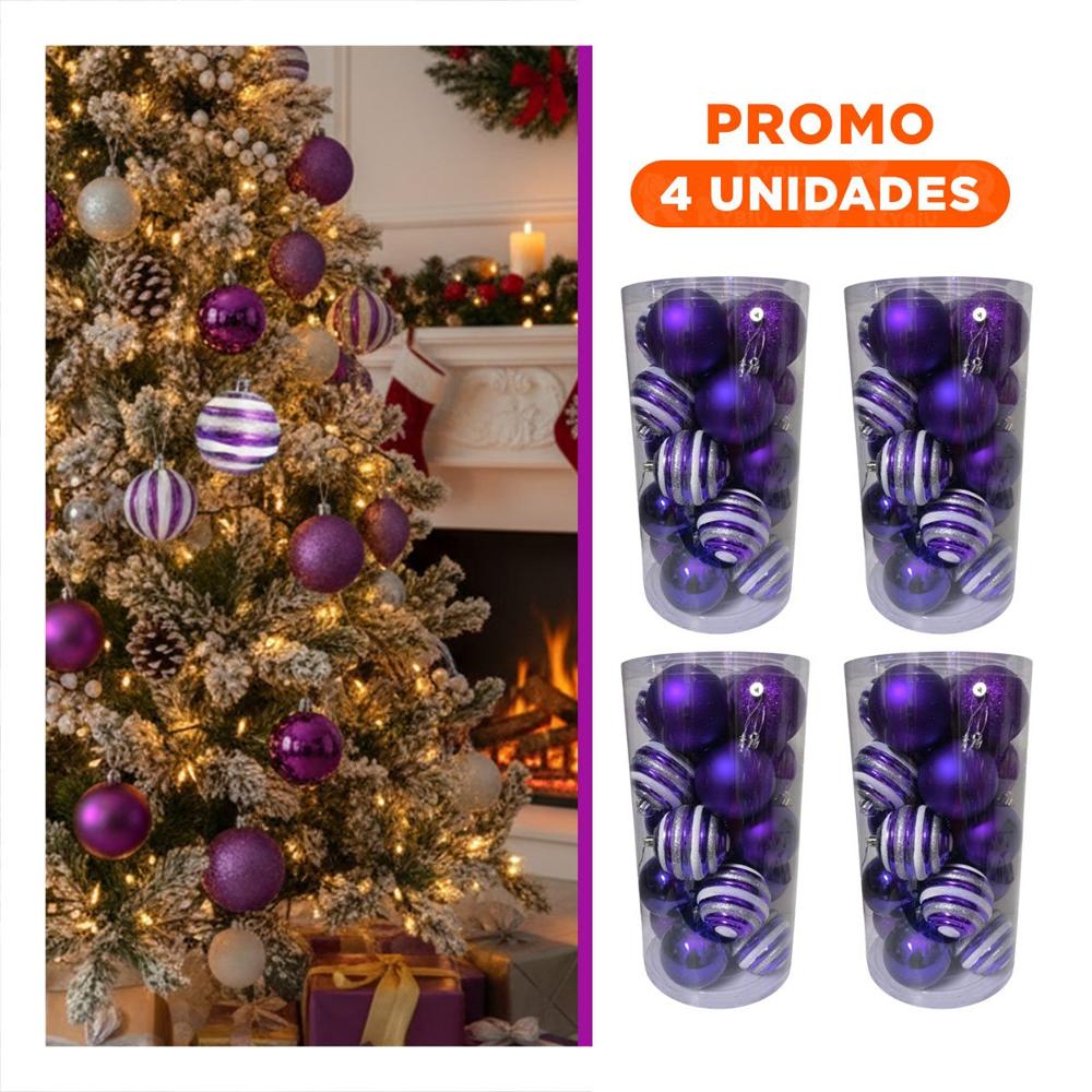 Pack4 Esferas Navideñas para Arbol en Morado