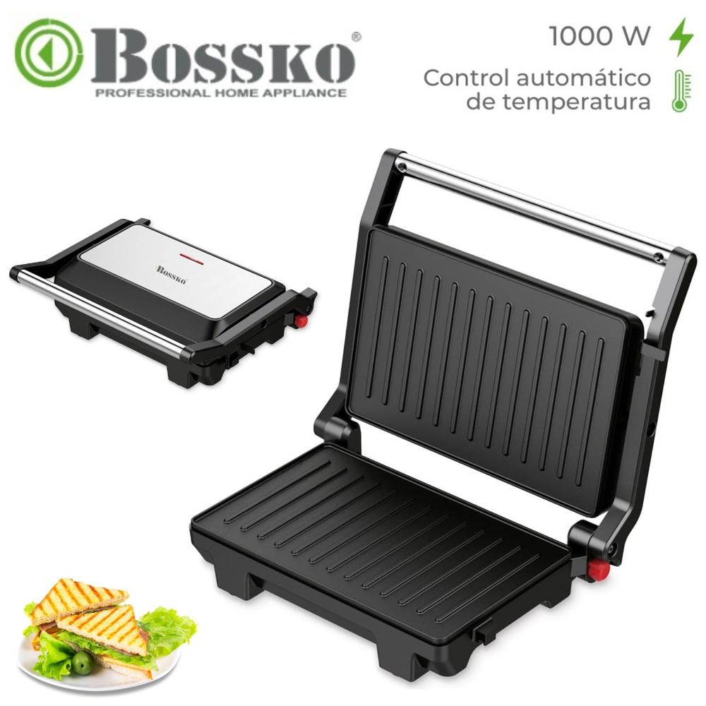 Mini Parrilla Bossko BK-435GP Antiadherente 1000w Negro