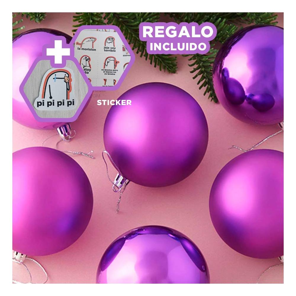 Bolas Decorativas Textura Mate en Morado Y+Regalo Stickers