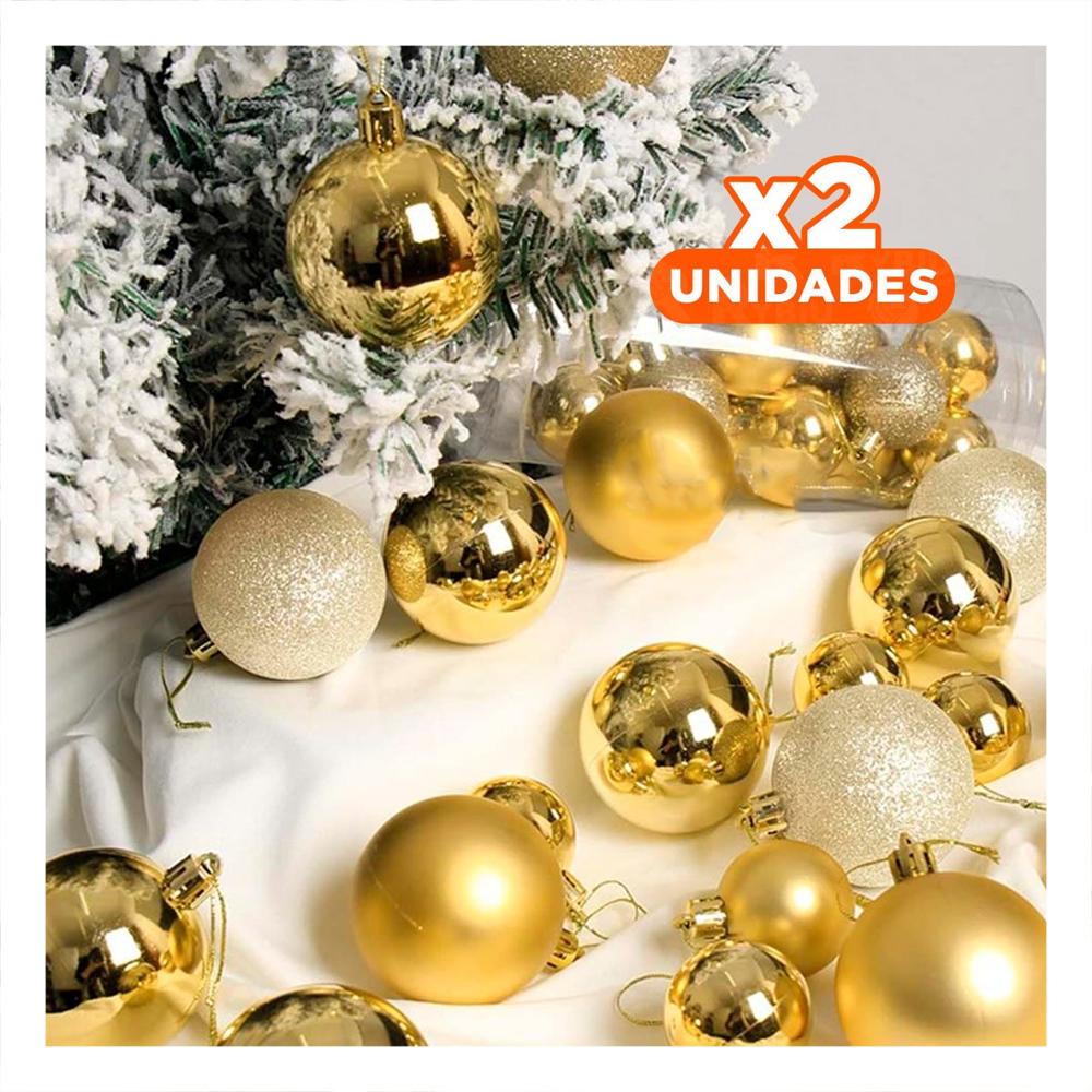 Pack2 Esferas con Escarchado en Champagne Y+Regalo Stickers