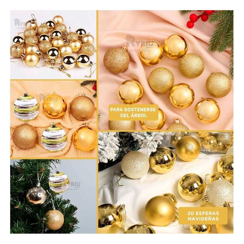 Bolas de Diseño a Rayas para Decoracion Navideña Champagne