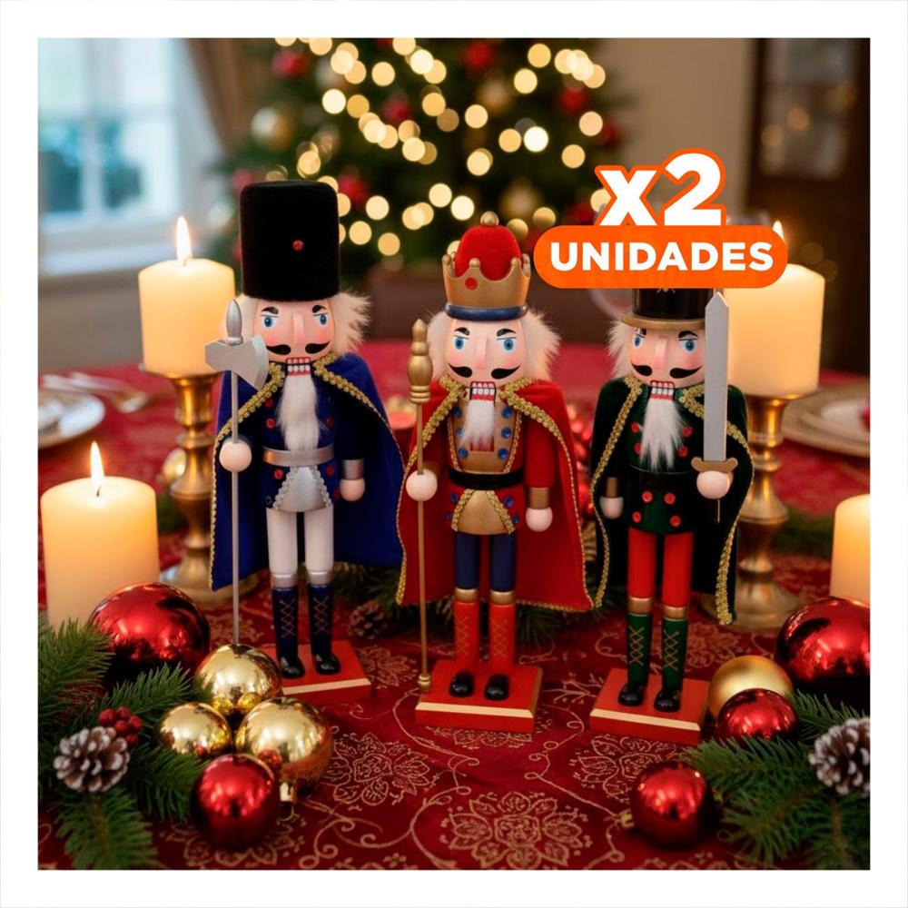 Pack2 Muneco Cascanues Navidad de Set 3 Multicol Y+Regalo Stickers