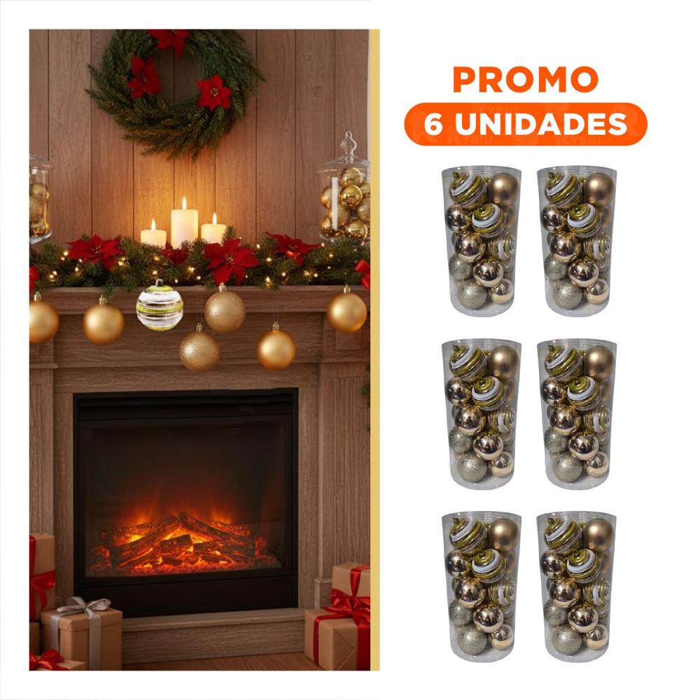 Pack6 Adorno Redondo con Diseño en Champagne