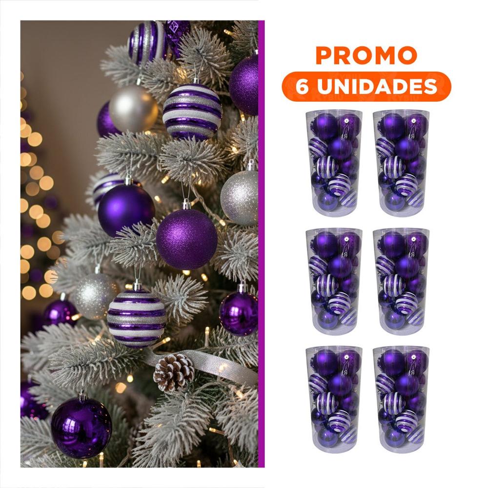 Pack6 Adorno Redondo con Diseño en Morado