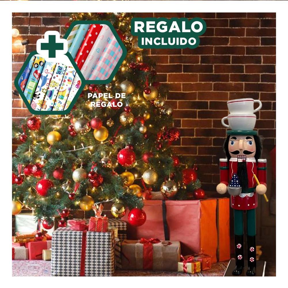 Cascanuez Navideño en Color Azul Y+Papel de Regalo