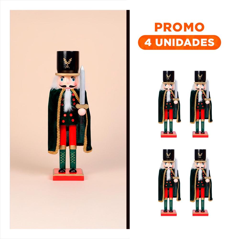 Pack4 Cascanuez con Sombrero y Baculo de 38 cm en Tono Negro