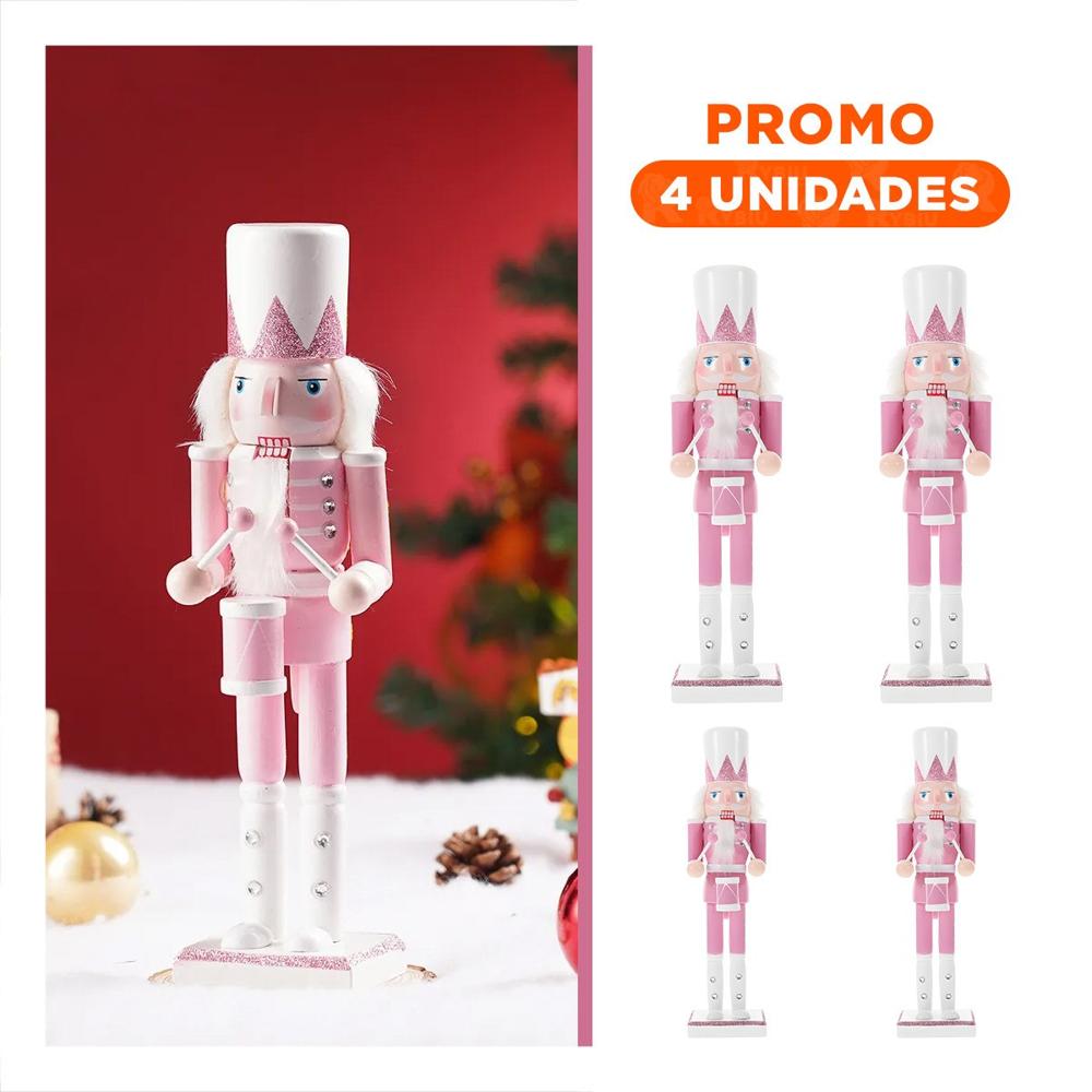 Pack4 Cascanuez para Navidad Tono RosaBlanco